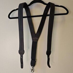 Nocona Belt Co. Men's L No Front Clips Suspenders Gallus Basketweave Leather